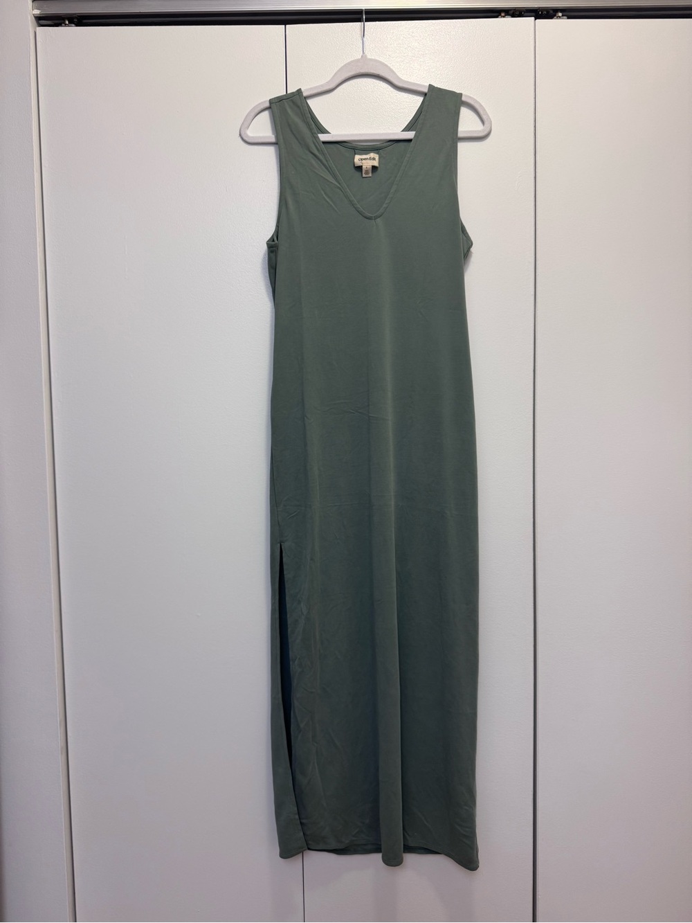 Sleeveless V-Neck Maxi Dress in Sage Green - Minimalist Slip Style